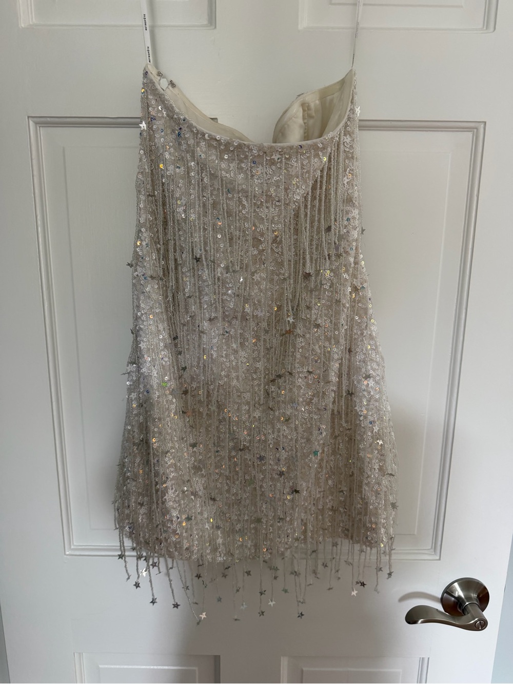 Retrofete Silver Sequin Fringe Mini Dress - Picture 2 of 7